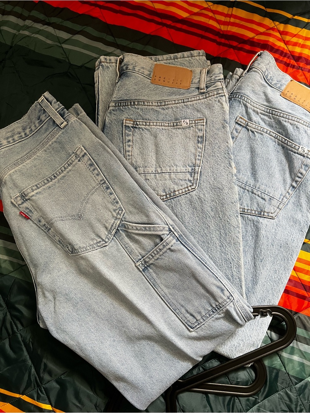 Light Wash Carpenter Jeans Trio - Classic Light Blue Denim